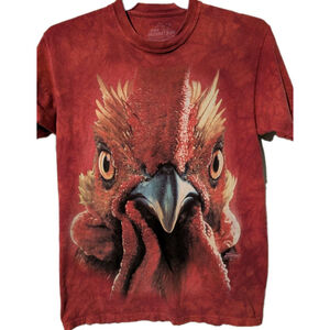 The Mountain Shirt Mens M Red Rooster Chicken Farm Tie Dye 2011 Funny T-shirt